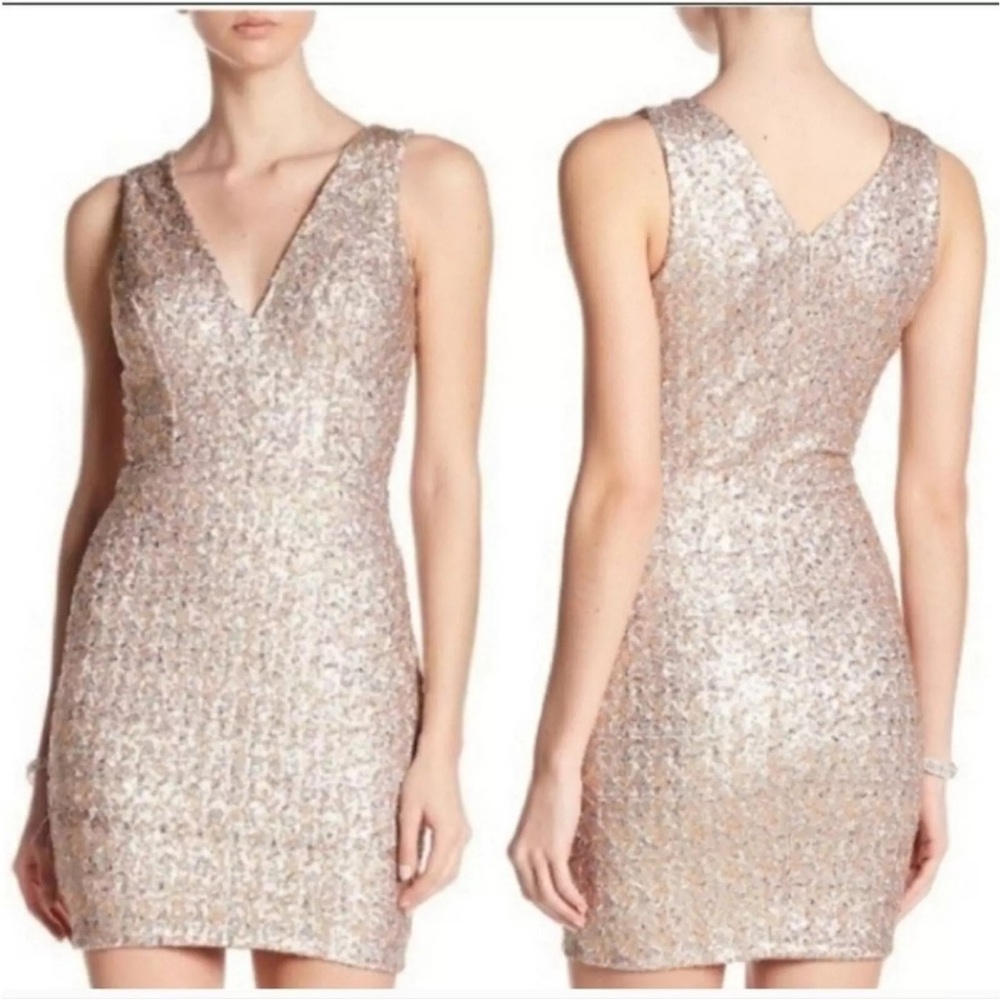 Dress The Population Gold/silver Sequin Mini Dress size S